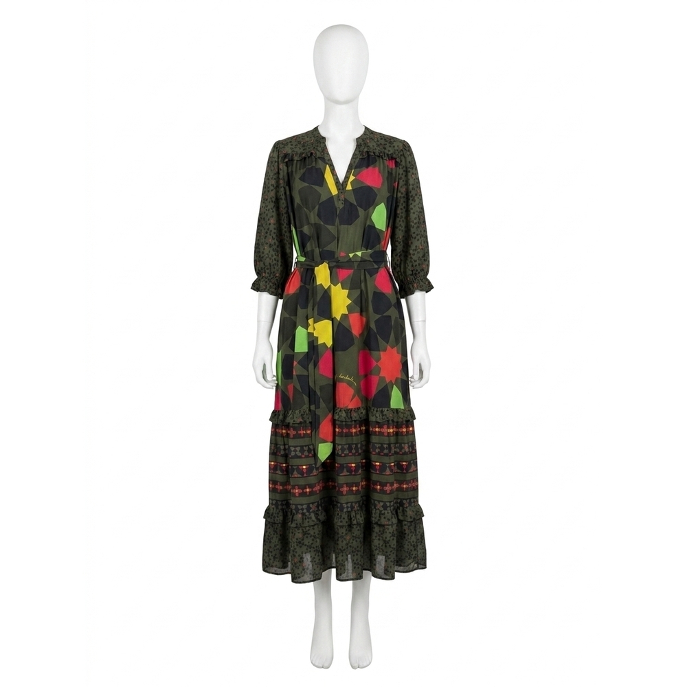NEW EMILY LOVELOCK adela geometric print midi dress